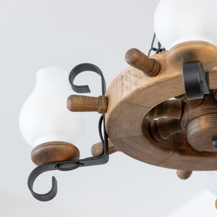 Brilagi - Lámpara colgante con cadena TIMONA 4xE14/40W/230V Ø 50 cm haya