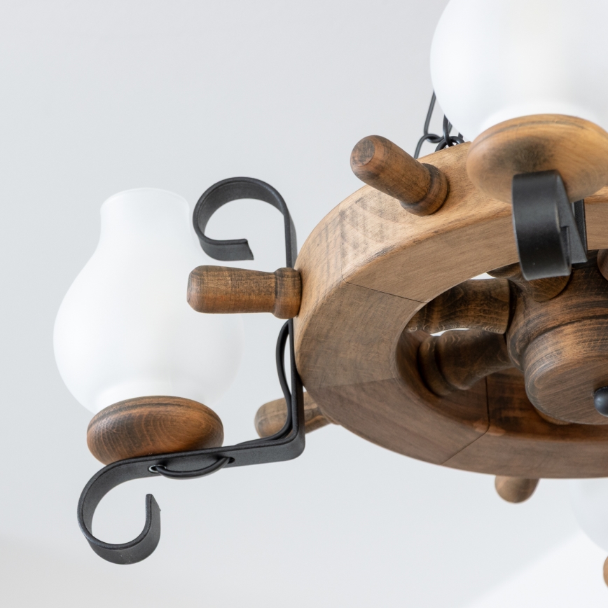 Brilagi - Lámpara colgante con cadena TIMONA 4xE14/40W/230V Ø 50 cm haya