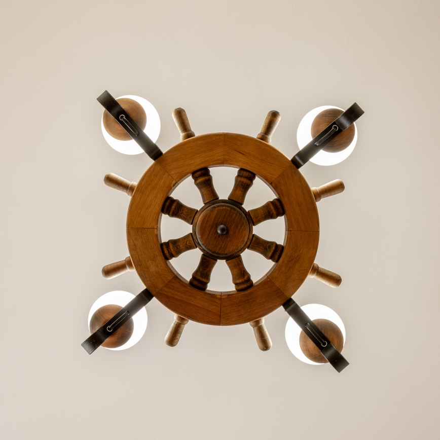 Brilagi - Lámpara colgante con cadena TIMONA 4xE14/40W/230V Ø 50 cm haya