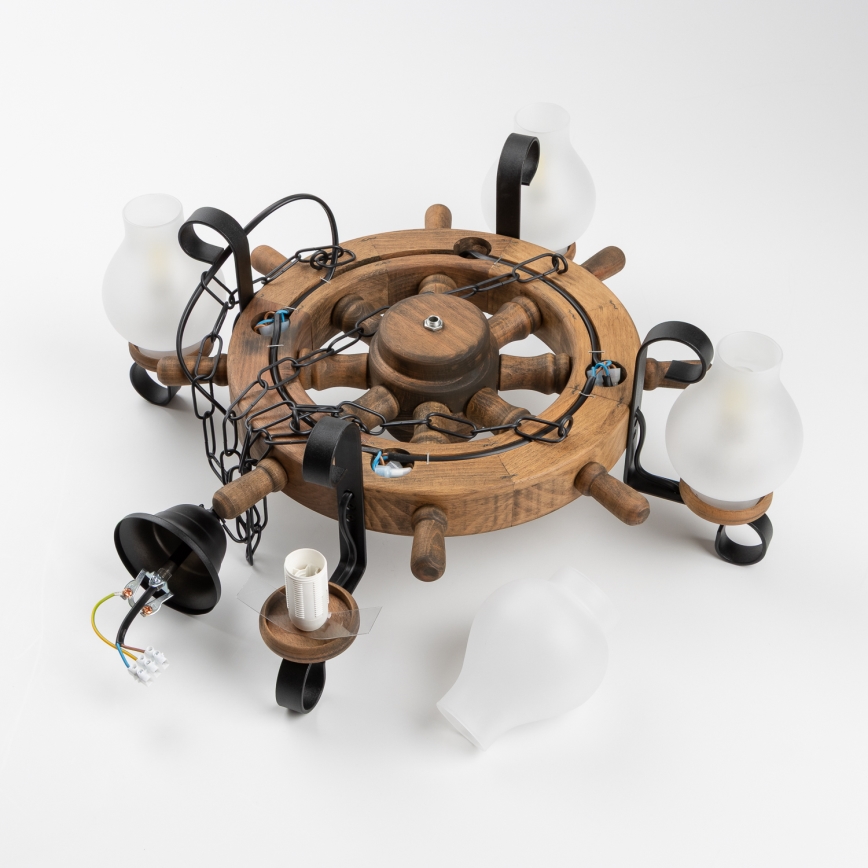 Brilagi - Lámpara colgante con cadena TIMONA 4xE14/40W/230V Ø 50 cm haya