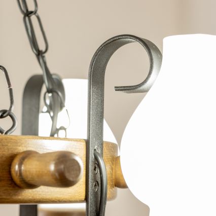 Brilagi - Lámpara colgante con cadena TIMONA 4xE14/40W/230V Ø 50 cm haya/nogal