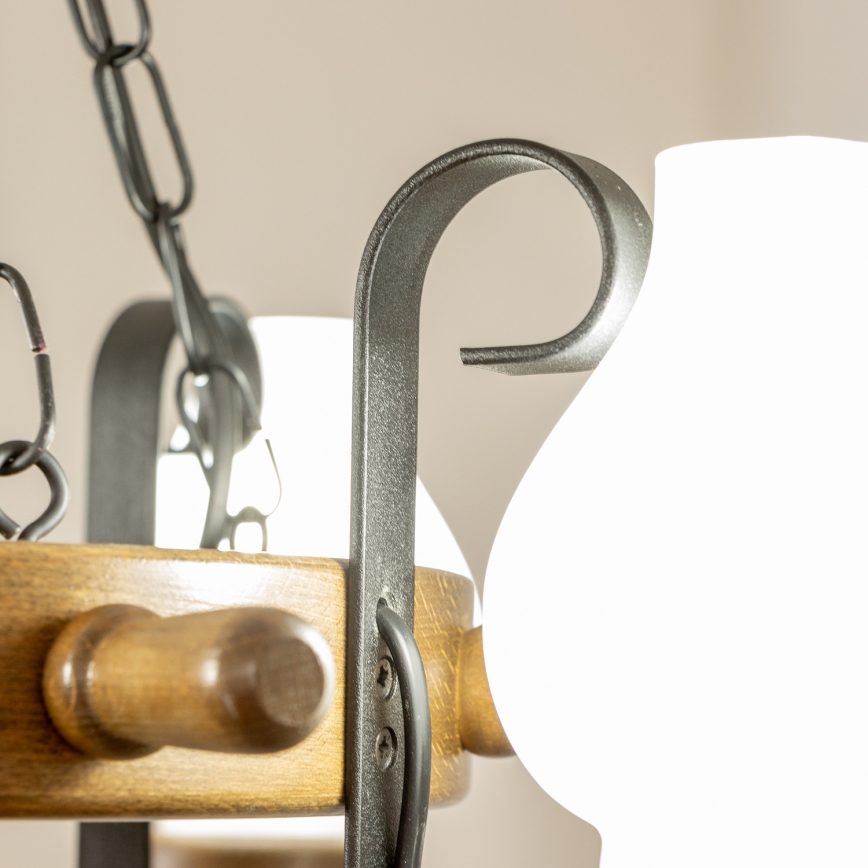 Brilagi - Lámpara colgante con cadena TIMONA 4xE14/40W/230V Ø 50 cm haya/nogal