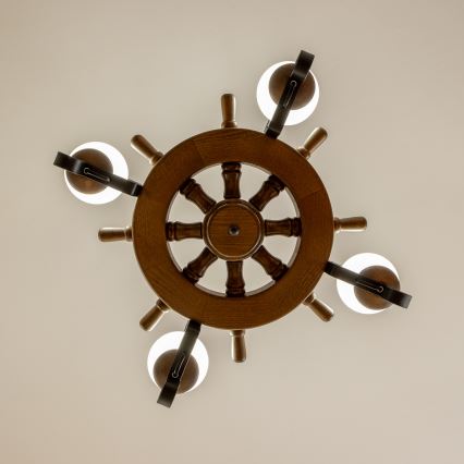 Brilagi - Lámpara colgante con cadena TIMONA 4xE14/40W/230V Ø 50 cm haya/nogal