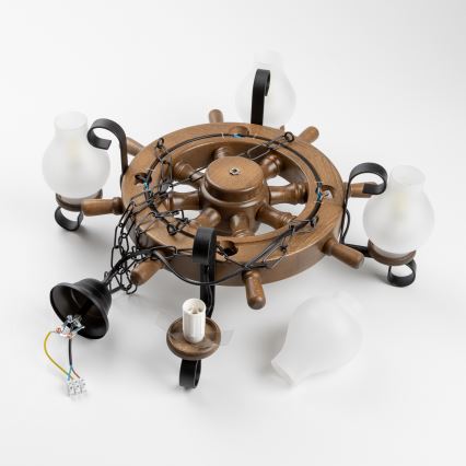 Brilagi - Lámpara colgante con cadena TIMONA 4xE14/40W/230V Ø 50 cm haya/nogal