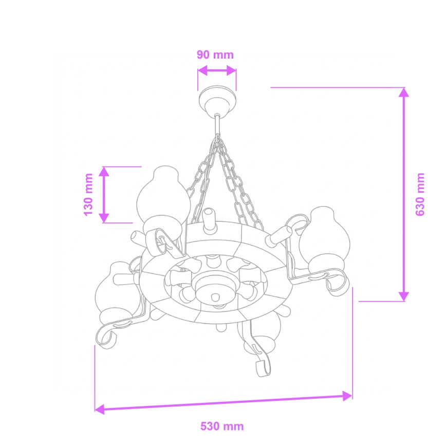 Brilagi - Lámpara colgante con cadena TIMONA 4xE14/40W/230V Ø 50 cm haya/nogal