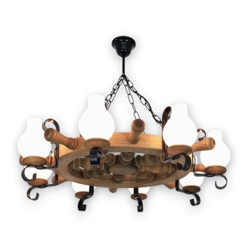 Brilagi - Lámpara colgante con cadena TIMONA 8xE14/40W/230V haya