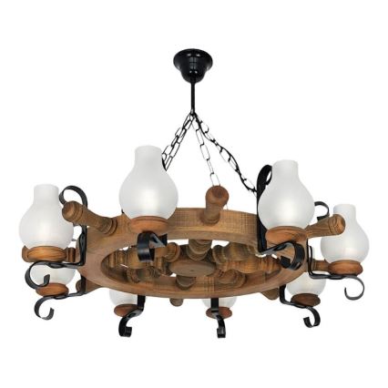 Brilagi - Lámpara colgante con cadena TIMONA 8xE14/40W/230V haya