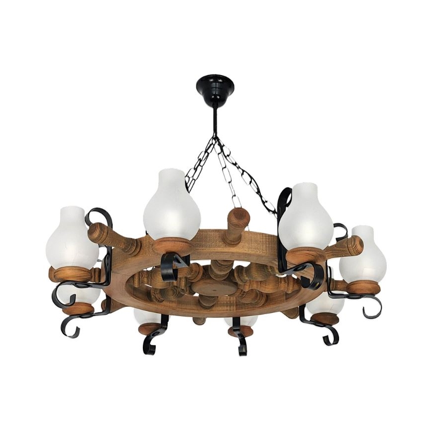 Brilagi - Lámpara colgante con cadena TIMONA 8xE14/40W/230V haya