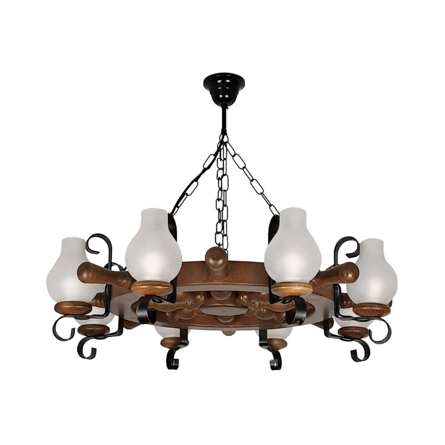Brilagi - Lámpara colgante con cadena TIMONA 8xE14/40W/230V haya/nogal