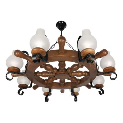 Brilagi - Lámpara colgante con cadena TIMONA 8xE14/40W/230V haya/nogal