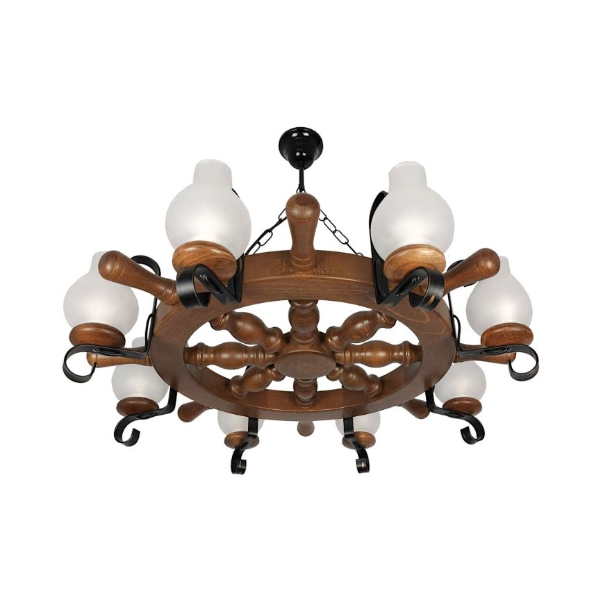 Brilagi - Lámpara colgante con cadena TIMONA 8xE14/40W/230V haya/nogal