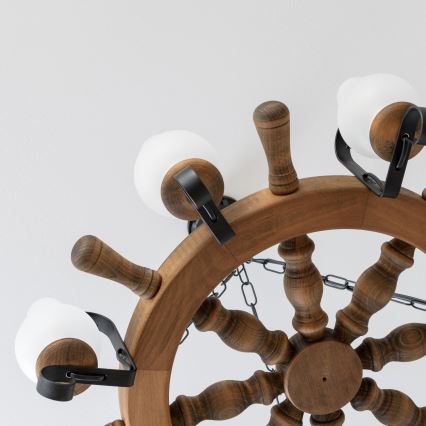 Brilagi - Lámpara colgante con cadena TIMONA 8xE14/40W/230V Ø 70 cm haya