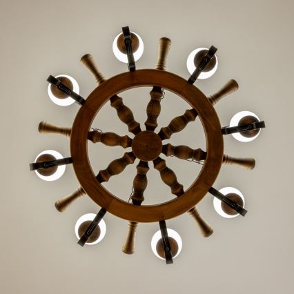 Brilagi - Lámpara colgante con cadena TIMONA 8xE14/40W/230V Ø 70 cm haya