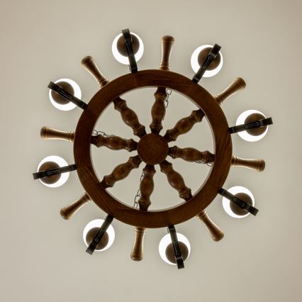 Brilagi - Lámpara colgante con cadena TIMONA 8xE14/40W/230V Ø 70 cm haya/nogal