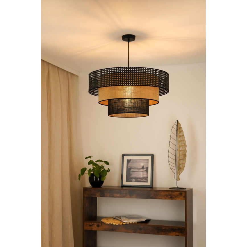 Brilagi - Lámpara colgante DAKOTA LUNETA 1xE27/15W/230V diá. 60 cm negro/beige