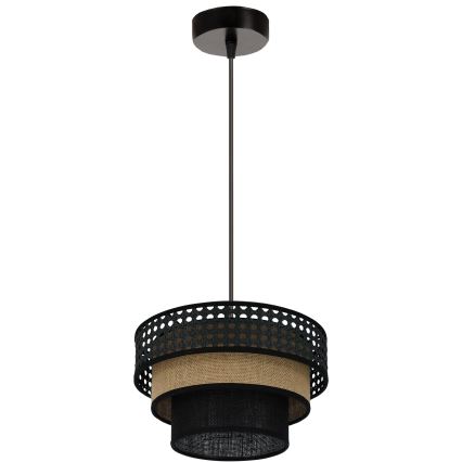 Brilagi - Lámpara colgante con cable DAKOTA LUNETA 1xE27/15W/230V diámetro 25 cm negro/rattán
