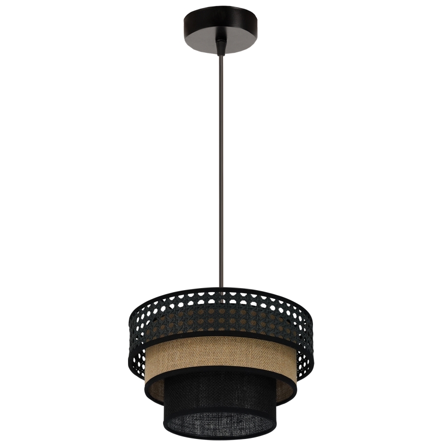 Brilagi - Lámpara colgante con cable DAKOTA LUNETA 1xE27/15W/230V diámetro 25 cm negro/rattán