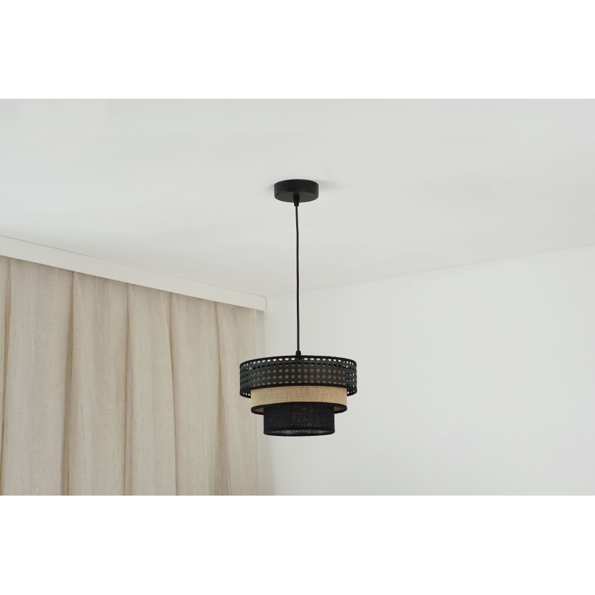 Brilagi - Lámpara colgante con cable DAKOTA LUNETA 1xE27/15W/230V diámetro 25 cm negro/rattán