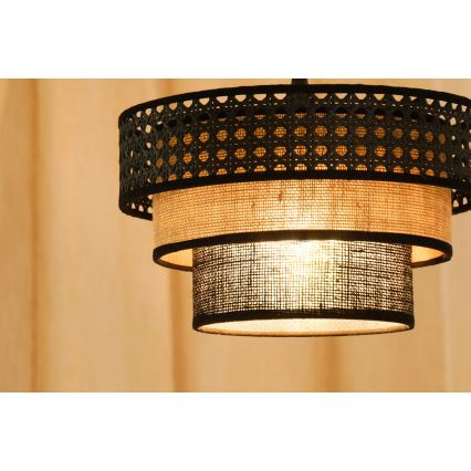 Brilagi - Lámpara colgante con cable DAKOTA LUNETA 1xE27/15W/230V diámetro 25 cm negro/rattán