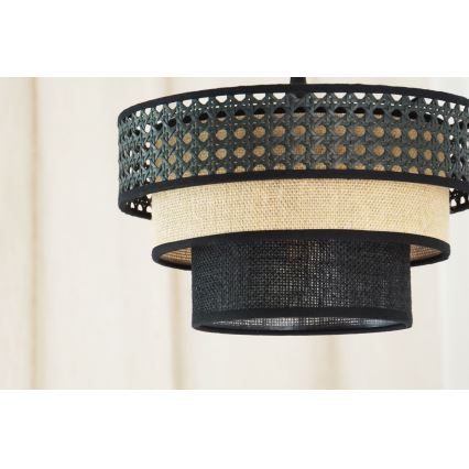 Brilagi - Lámpara colgante con cable DAKOTA LUNETA 1xE27/15W/230V diámetro 25 cm negro/rattán