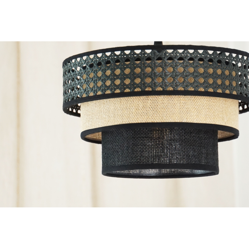 Brilagi - Lámpara colgante con cable DAKOTA LUNETA 1xE27/15W/230V diámetro 25 cm negro/rattán
