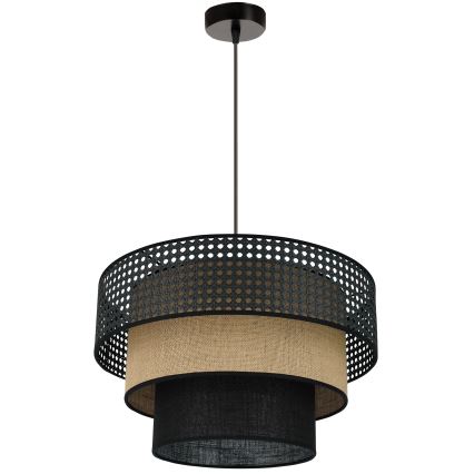 Brilagi - Lámpara colgante con cable DAKOTA LUNETA 1xE27/15W/230V diámetro 45 cm negro/rattán