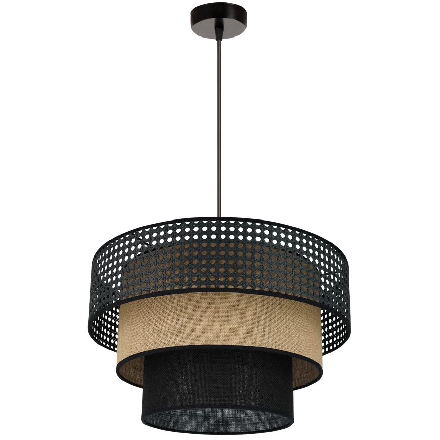 Brilagi - Lámpara colgante con cable DAKOTA LUNETA 1xE27/15W/230V diámetro 45 cm negro/rattán