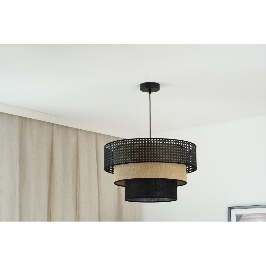 Brilagi - Lámpara colgante con cable DAKOTA LUNETA 1xE27/15W/230V diámetro 45 cm negro/rattán