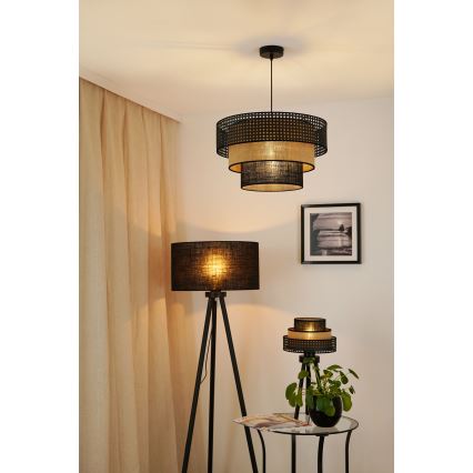 Brilagi - Lámpara colgante con cable DAKOTA LUNETA 1xE27/15W/230V diámetro 45 cm negro/rattán