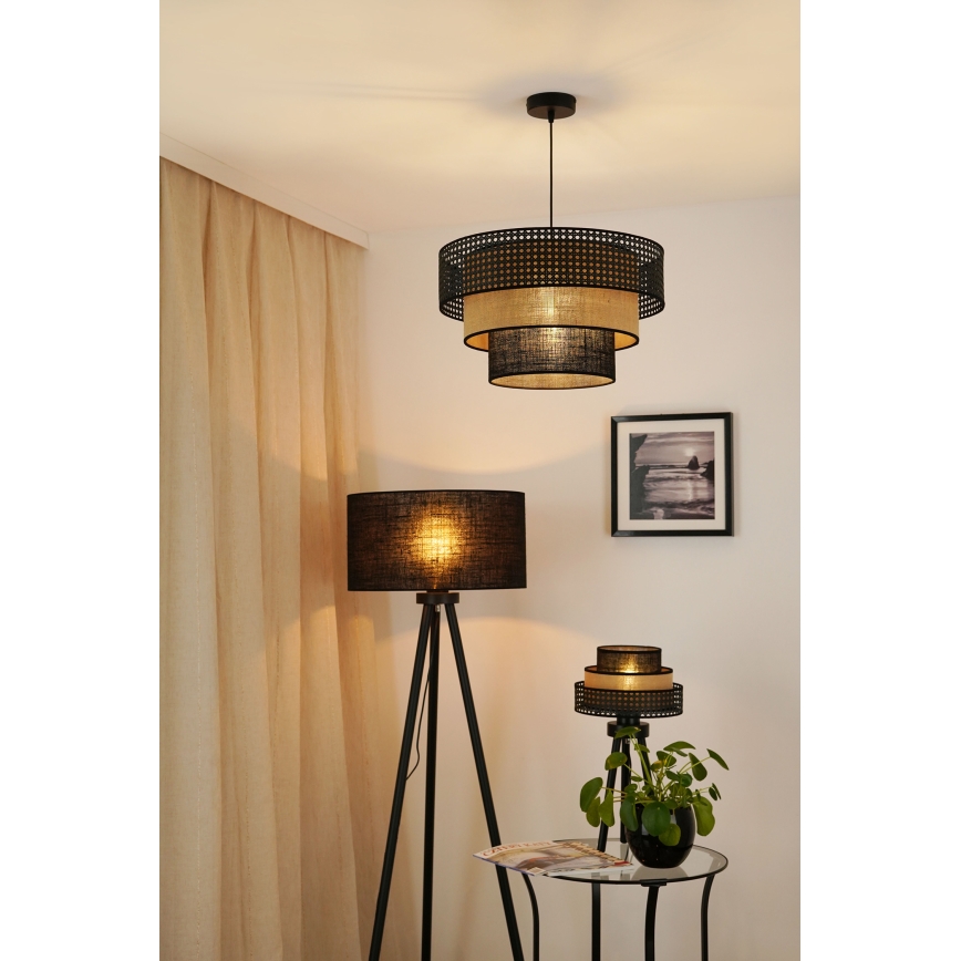 Brilagi - Lámpara colgante con cable DAKOTA LUNETA 1xE27/15W/230V diámetro 45 cm negro/rattán