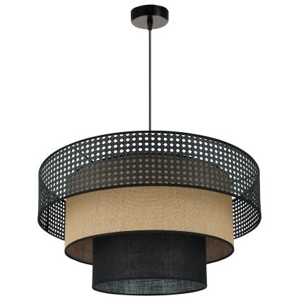 Brilagi - Lámpara colgante con cable DAKOTA LUNETA 1xE27/15W/230V diámetro 60 cm negro/rattan