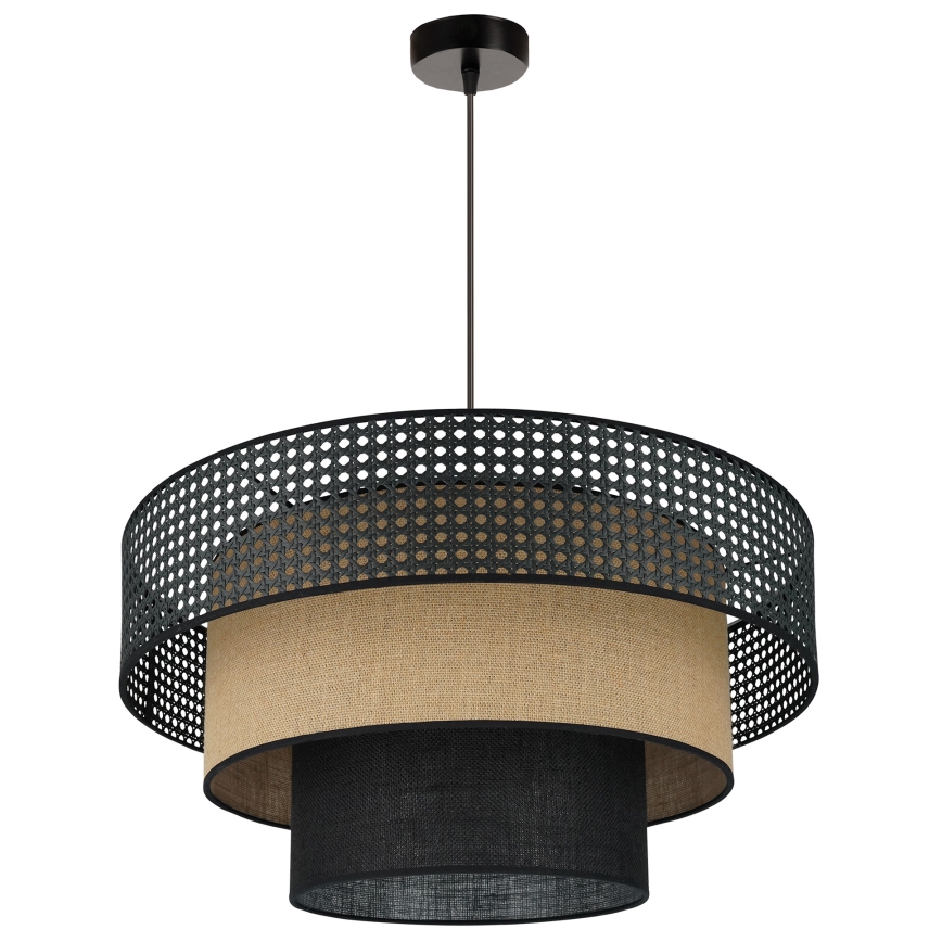 Brilagi - Lámpara colgante con cable DAKOTA LUNETA 1xE27/15W/230V diámetro 60 cm negro/rattan