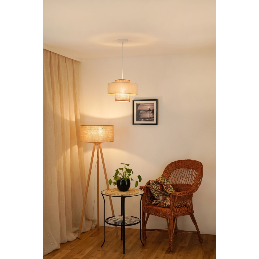 Brilagi - Lámpara colgante con cable DALLAS 1xE27/15W/230V Ø 30 cm marrón/crema/blanco