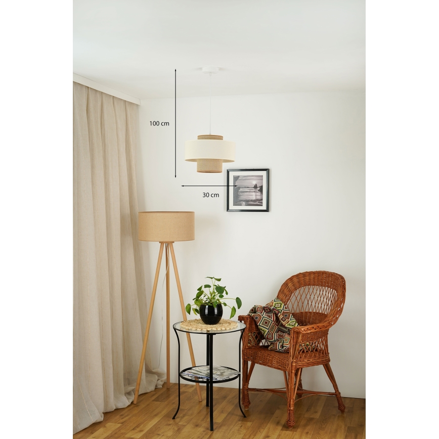 Brilagi - Lámpara colgante con cable DALLAS 1xE27/15W/230V Ø 30 cm marrón/crema/blanco