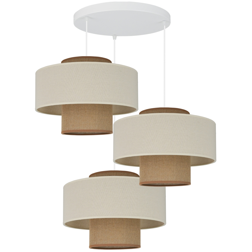 Brilagi - Lámpara colgante con cable DALLAS 3xE27/15W/230V marrón/crema/blanco