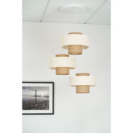 Brilagi - Lámpara colgante con cable DALLAS 3xE27/15W/230V marrón/crema/blanco