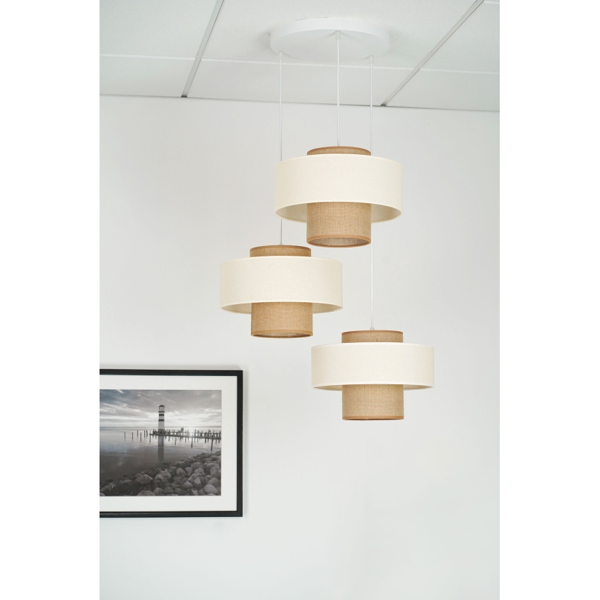 Brilagi - Lámpara colgante con cable DALLAS 3xE27/15W/230V marrón/crema/blanco