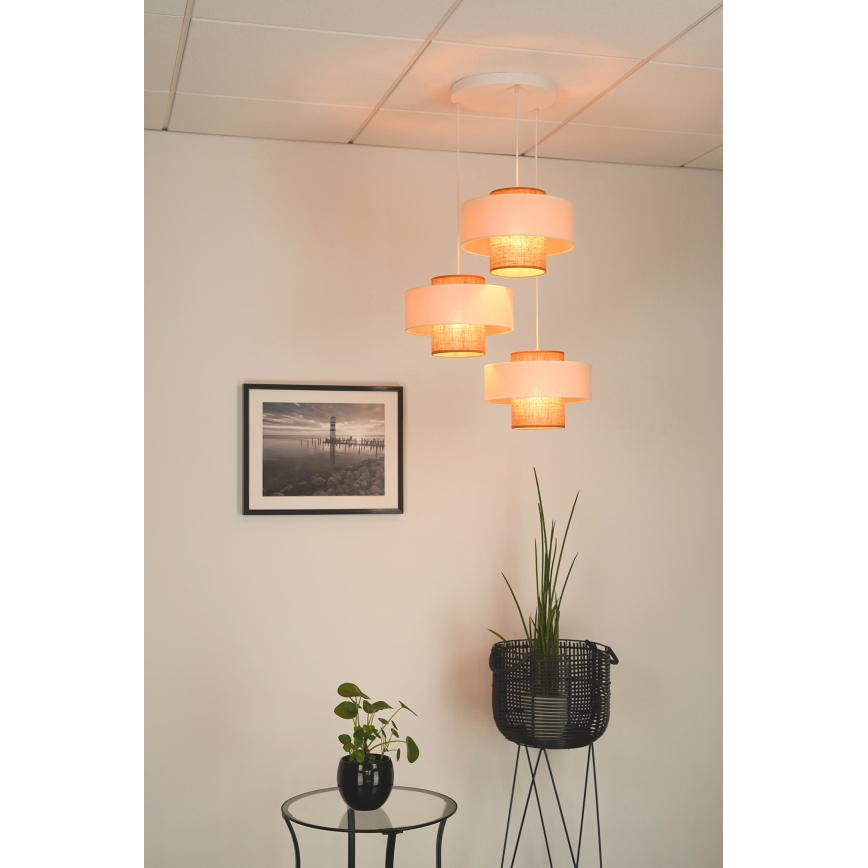 Brilagi - Lámpara colgante con cable DALLAS 3xE27/15W/230V marrón/crema/blanco