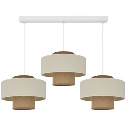 Brilagi - Lámpara colgante con cable DALLAS 3xE27/15W/230V marrón/crema/blanco