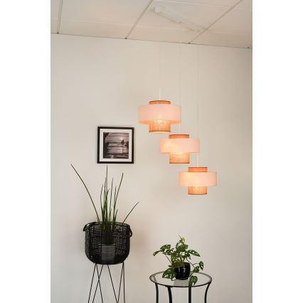 Brilagi - Lámpara colgante con cable DALLAS 3xE27/15W/230V marrón/crema/blanco