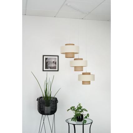 Brilagi - Lámpara colgante con cable DALLAS 3xE27/15W/230V marrón/crema/blanco