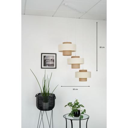 Brilagi - Lámpara colgante con cable DALLAS 3xE27/15W/230V marrón/crema/blanco