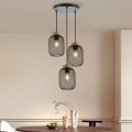 Brilagi - Lámpara colgante de cable BASKLITE 3xE27/15W/230V madera de caucho/negro