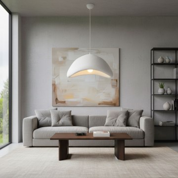 Brilagi - Lámpara colgante de cable LUNA 1xE27/40W/230V Ø 52 cm blanca