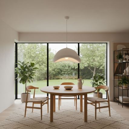 Brilagi - Lámpara colgante de cable LUNA 1xE27/40W/230V Ø 52 cm blanca