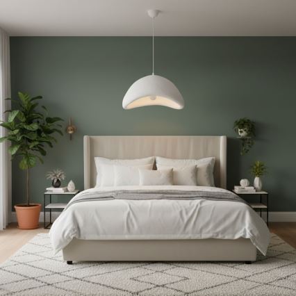 Brilagi - Lámpara colgante de cable LUNA 1xE27/40W/230V Ø 52 cm blanca