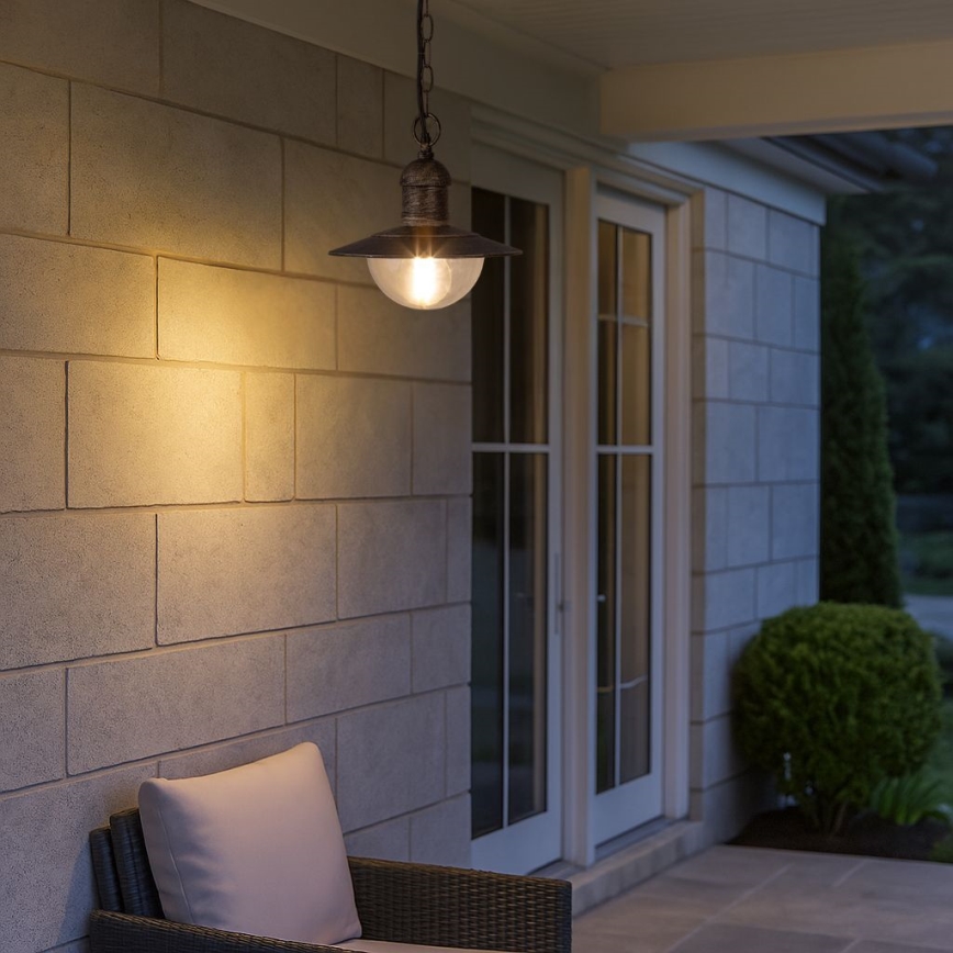 Brilagi - Lámpara colgante de exterior MOLDE 1xE27/60W IP44, acabado bronce con pátina