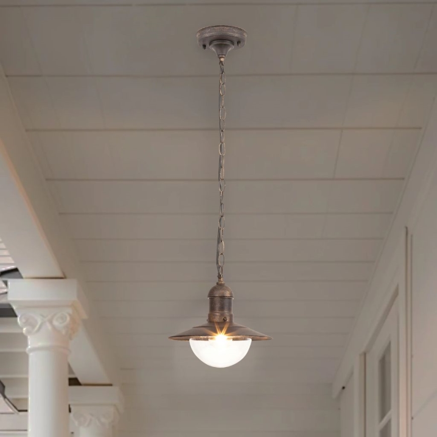 Brilagi - Lámpara colgante de exterior MOLDE 1xE27/60W IP44, acabado bronce con pátina