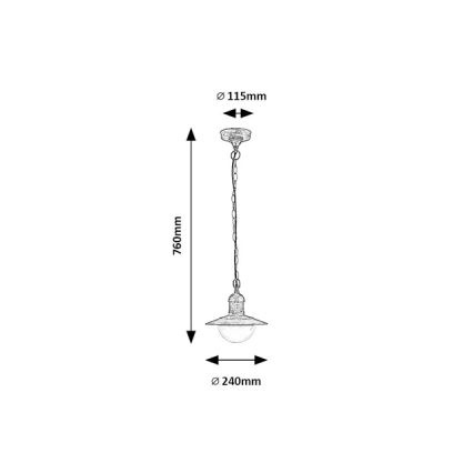 Brilagi - Lámpara colgante de exterior MOLDE 1xE27/60W IP44, acabado bronce con pátina