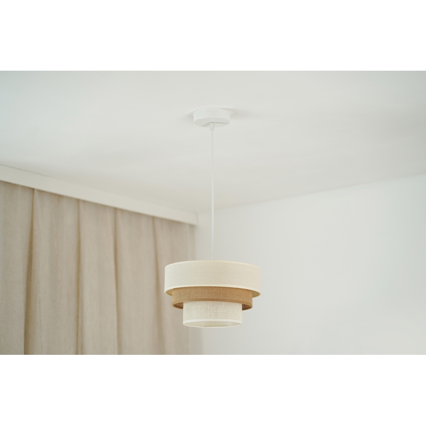 Brilagi - Lámpara colgante DENVER LUNETA 1xE27/15W/230V diá. 25 cm beige/marrón/color crema